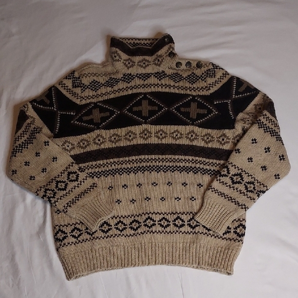 Ralph Lauren Men's Turtleneck Sweater in Beige and Brown